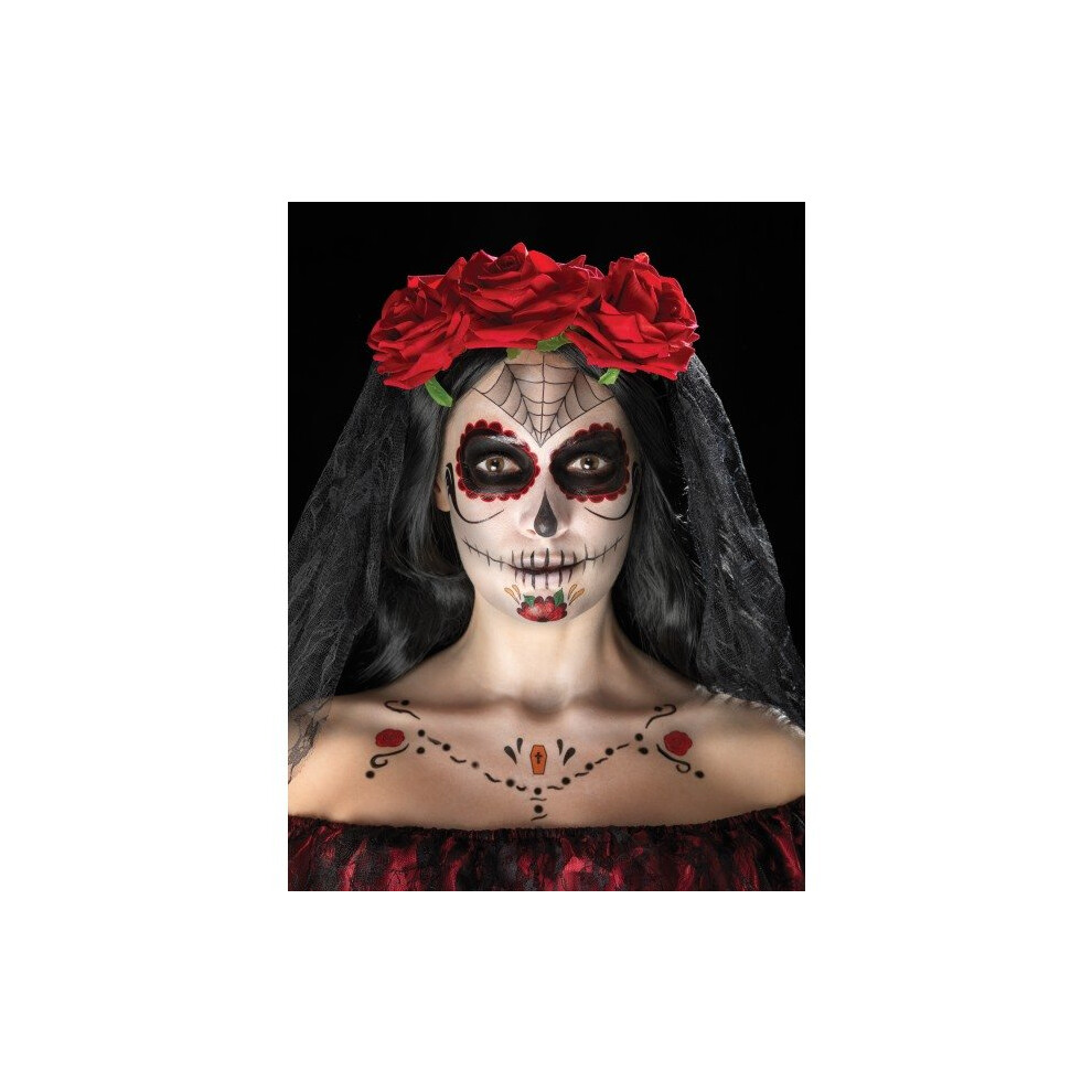 Day of the Dead Tattoo Transfers Make Up (Red)