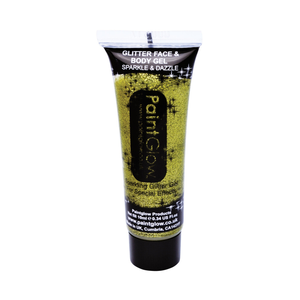 10ml Gold Glitter Face & Body Gel - Paintglow Festival Make Up Sparkle Fancy -  body glitter face gel paintglow festival make up sparkle fancy dress