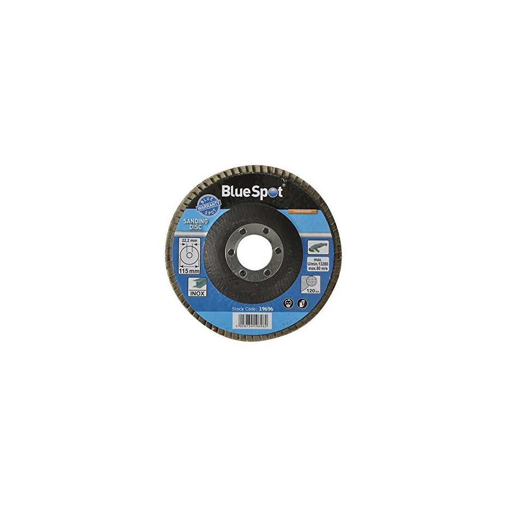 Bluespot 115mm (4.5") 120 Grit Aluminium Oxide Flap Disc - Sanding 80 60 40 -  flap sanding 120 115mm disc grit 80 60 40 discs blue spot x bluespot