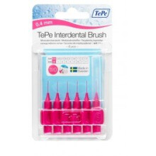 0.4mm Pink Tepe Interdental Brushes - Brush 04mm 6 Pack Size - tepe interdental brush 04mm 6 pink pack brushes size