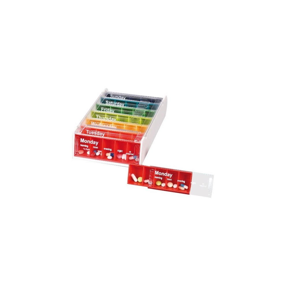Anabox 7 Day Weekly Pillbox Rainbow - Pill Organiser Colour -  anabox weekly pill organiser rainbow colour