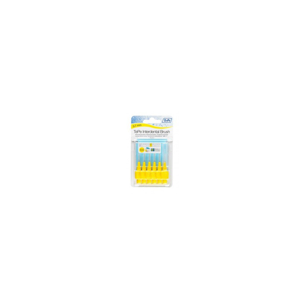 0.7mm Yellow Tepe Interdental Brushes - Brush 6 07mm Size Pack 4 Iso -  tepe interdental brush 6 yellow 07mm size pack 4 brushes iso