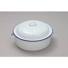 20cm White Round Enamel Roaster - Falcon Traditional Casserole Dish -  roaster round 20cm falcon white enamel traditional casserole dish