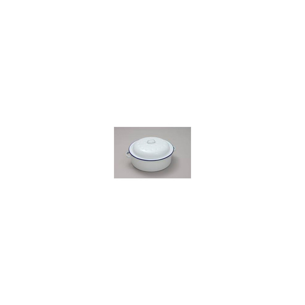 20cm White Round Enamel Roaster - Falcon Traditional Casserole Dish -  roaster round 20cm falcon white enamel traditional casserole dish