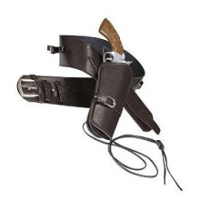 Movie - Cinturone Con Fondina Western Autentico - Deluxe Cowboy Single Holster - deluxe cowboy single holster brown leather look belt adult western