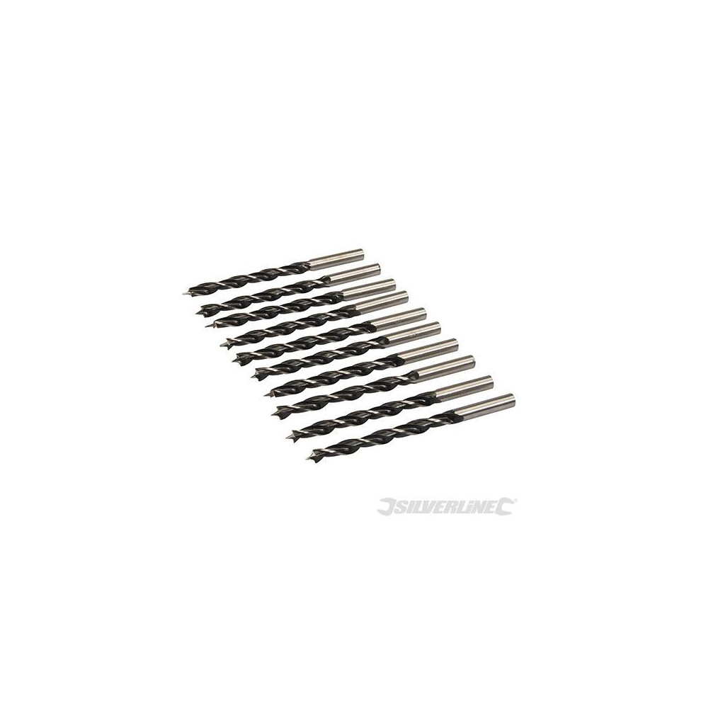 Silverline Lip & Spur Drill Bits 6mm 10pk - 425714 -  bits lip spur drill 6mm silverline 10pk 425714