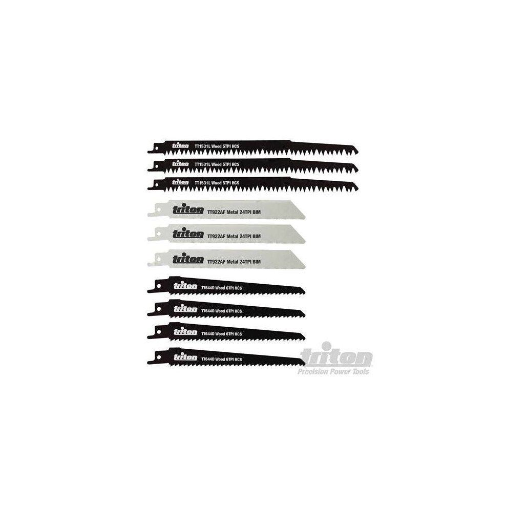 150mm x 240mm 10pc Recip Saw Blade Set - 10pce 150 Triton 465874 -  saw recip blade set 10pce 150 240mm triton 465874