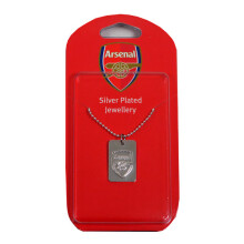 Arsenal Fc. Silver Plated Dog Tag And Chain - Fc Official Football - silver arsenal dog tag chain plated fc official football