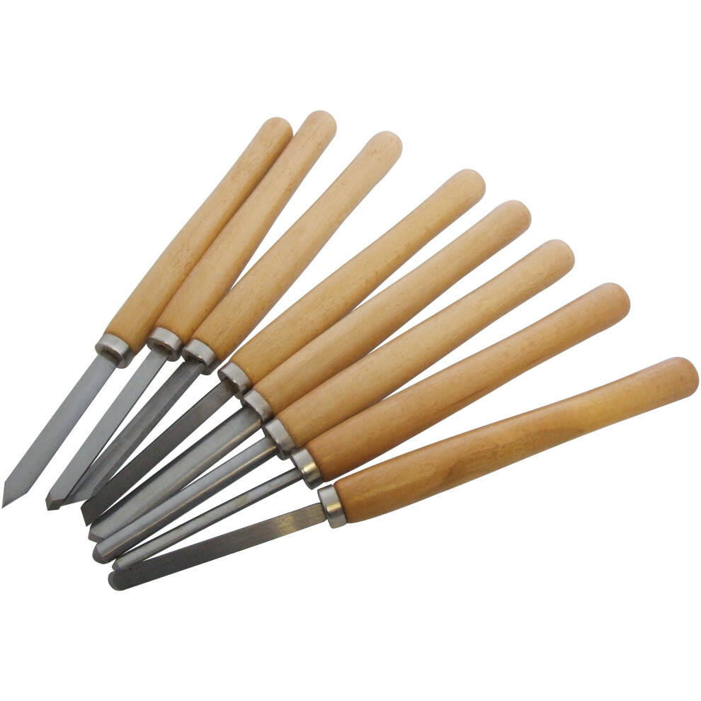8pc Wood Turning Chisel Set -  wood chisel set turning 8pc lathe carpenter model maker steel amtech woodwork art artist professional