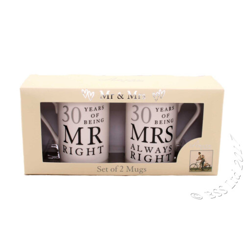 30th Pearl Wedding Anniversary Mugs Gift Set WG822 2