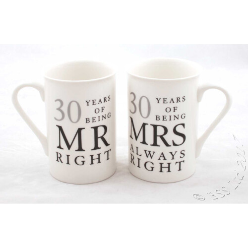 30th Pearl Wedding Anniversary Mugs Gift Set WG822 1