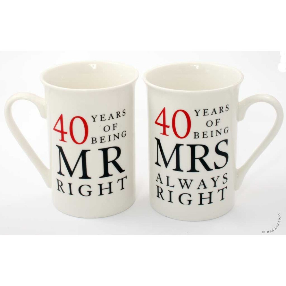 40th Ruby Wedding Anniversary Mugs Gift Set WG67740