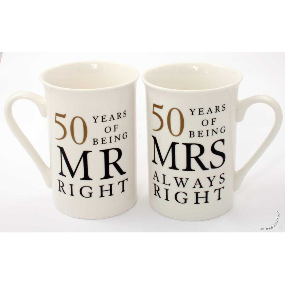 50th Golden Wedding Anniversary Gift - Pair Of Mugs WG67750
