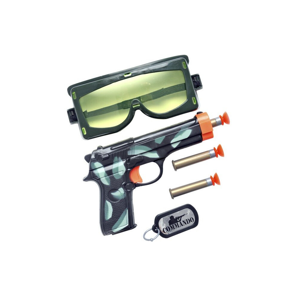 Smiffy's Military Set With Gun Bullets Goggles And Dog Tag - Fancy Dress - Military Fancy Dress Costume Set Army Gun Goggles Solider Party Accessory Not,Specified
