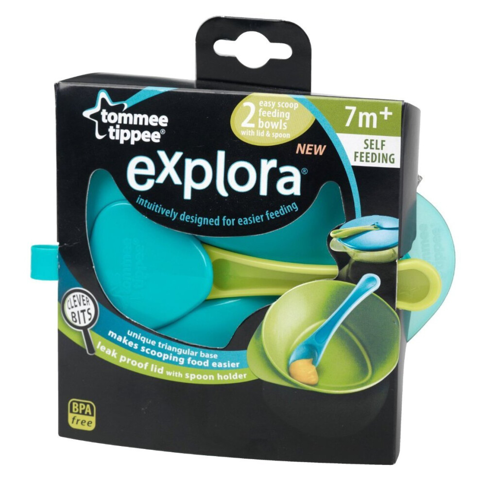 Tommee Tippee Easy Scoop Bowls With Lid/spoon - Pack Of 2 - Colour May Vary - -  tommee tippee explora scoop lid feeding weaning bowls