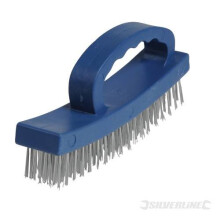 Silverline 165mm Plastic D-Handle 4 Row Steel Wire Brush
