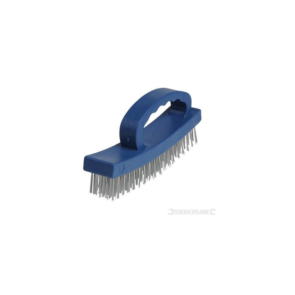 Silverline 165mm Plastic D-Handle 4 Row Steel Wire Brush