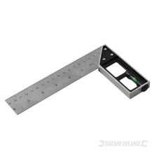 150mm Silverline Tri & Mitre Square With Spirit Level - 282651 -  square mitre spirit level tri 150mm silverline 282651