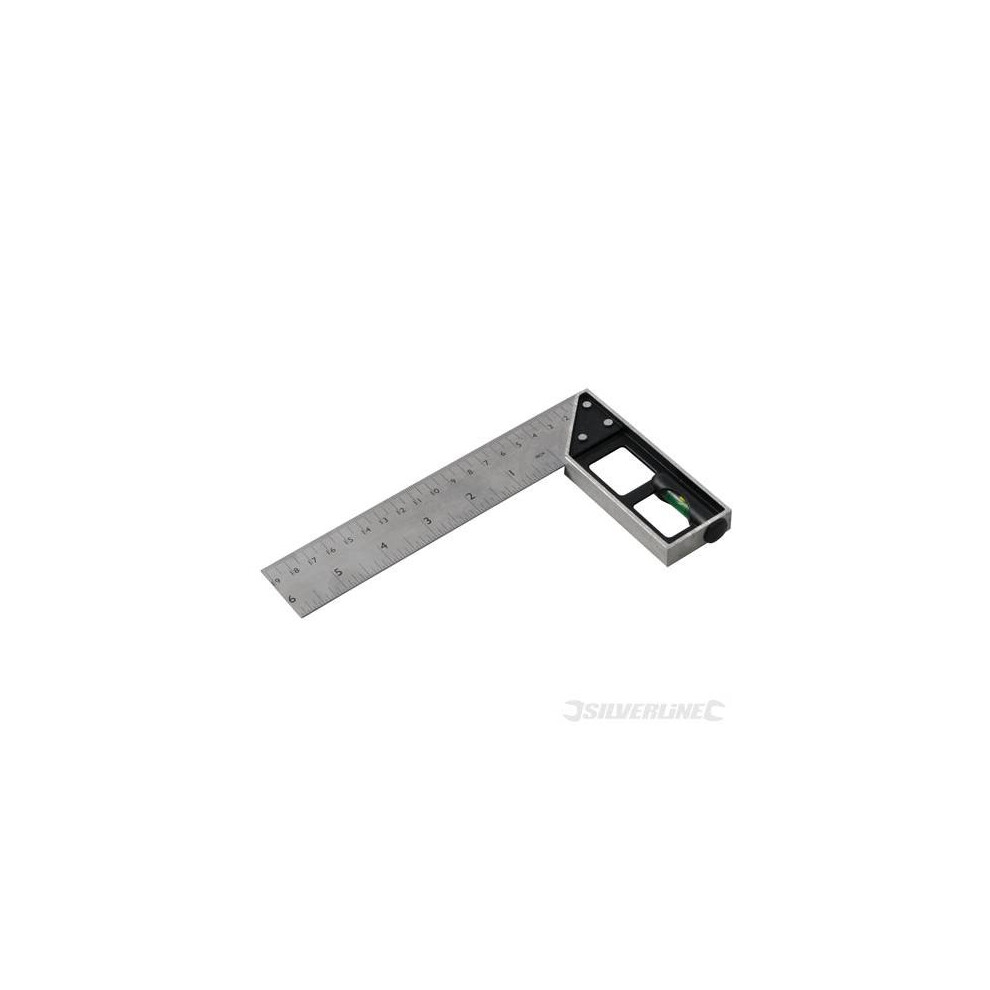 150mm Silverline Tri & Mitre Square With Spirit Level - 282651 -  square mitre spirit level tri 150mm silverline 282651