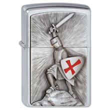 Brushed Chrome Victory Crusade Zippo Lighter - Windproof Emblem, Waterproof, Refillable Pocket 1300103