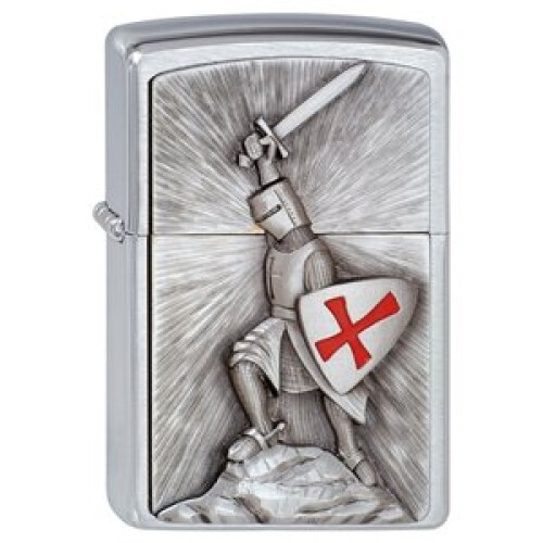 Zippo Brushed Chrome Victory Crusade Zippo Lighter - Windproof Emblem, Waterproof, Refillable Pocket 1300103