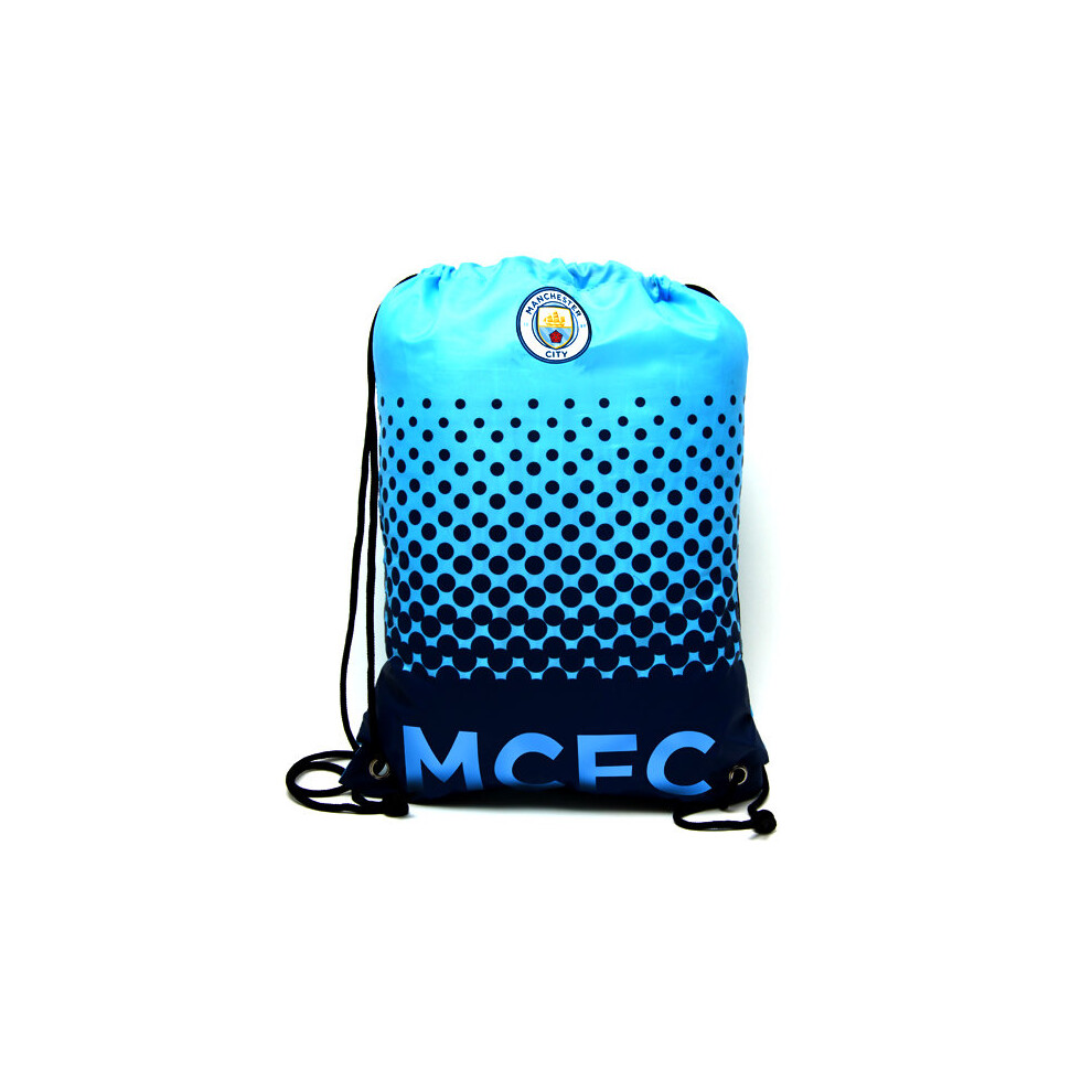Manchester City FC Official Merchandise Gym Bag - Drawstring Bag for School & Training, 45x34cm, 100% Polyester - Code 13835