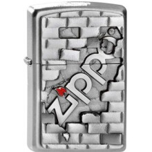 Satin Chrome The Wall Emblem Zippo Lighter - Unisex Adult Windproof Pocket - zippo unisex adult wall emblem windproof pocket lighter chrome brand new