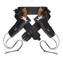 Widmann – black Faux Leather Cowboy Belt, With Double Holster - - cowboy belt holster leather double black western widmannblack faux