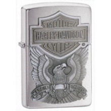 Brushed Chrome Harley Davidson Made In The Usa Emblem Zippo Lighter - Harley - lighter brushed chrome harleydavidson large eagle emblem
