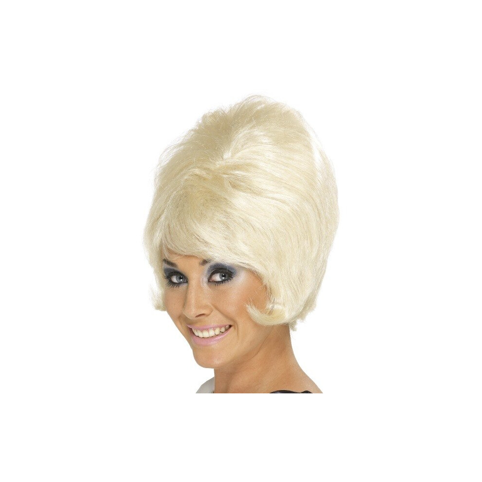 Smiffy's 60S Beehive Wig - Blonde Bouffant For Ladies, Fancy Dress | Product Code: 42273 Black