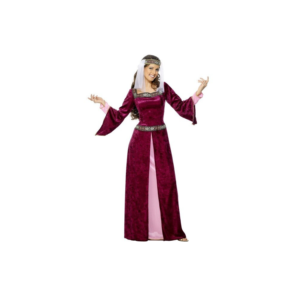 Uk 12-14 Burgundy Ladies Maid Marion Costume - Dress Fancy Womens Medieval -  costume maid marion dress fancy ladies womens medieval adult smiffys