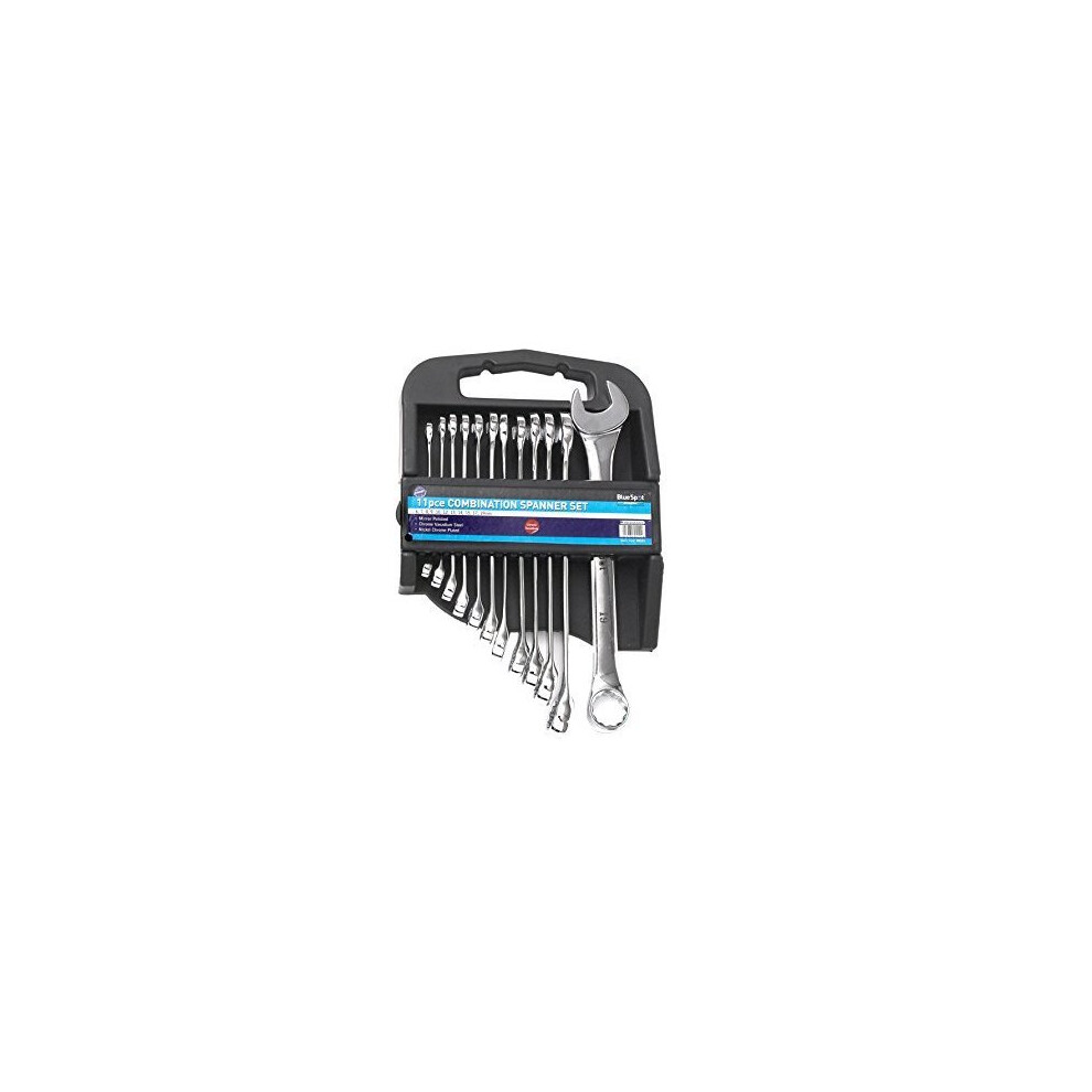 Blue Spot 04111 11 Piece Polished Spanner Set - Combination Metric 6 Blue 19mm -  spanner set combination metric 11 6 bluespot 19mm tools 04111