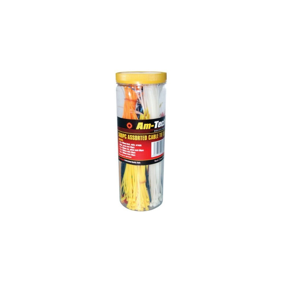 500Pc Assorted Cable Tie - 500 Cable Tie Assorted Pieces Amtech 5032759018369