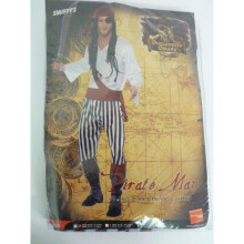 Middelgroot piratenkostuum voor heren - piratenkostuum heren man verkleedoutfit volwassene smiffys caribisch overhemd broek riem