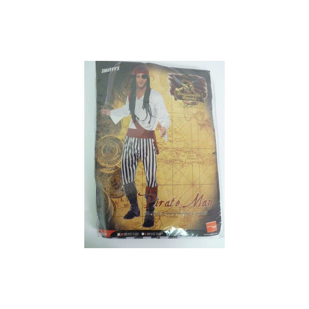 Medium Men's Pirate Costume -  pirate costume mens man fancy dress outfit adult smiffys caribbean shirt trousers belt