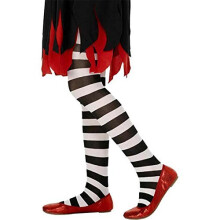 Kids Black & White Striped Tights - Halloween Witch & Vampire Costume Accessory, Tights Only, One Size 6-12, 30656