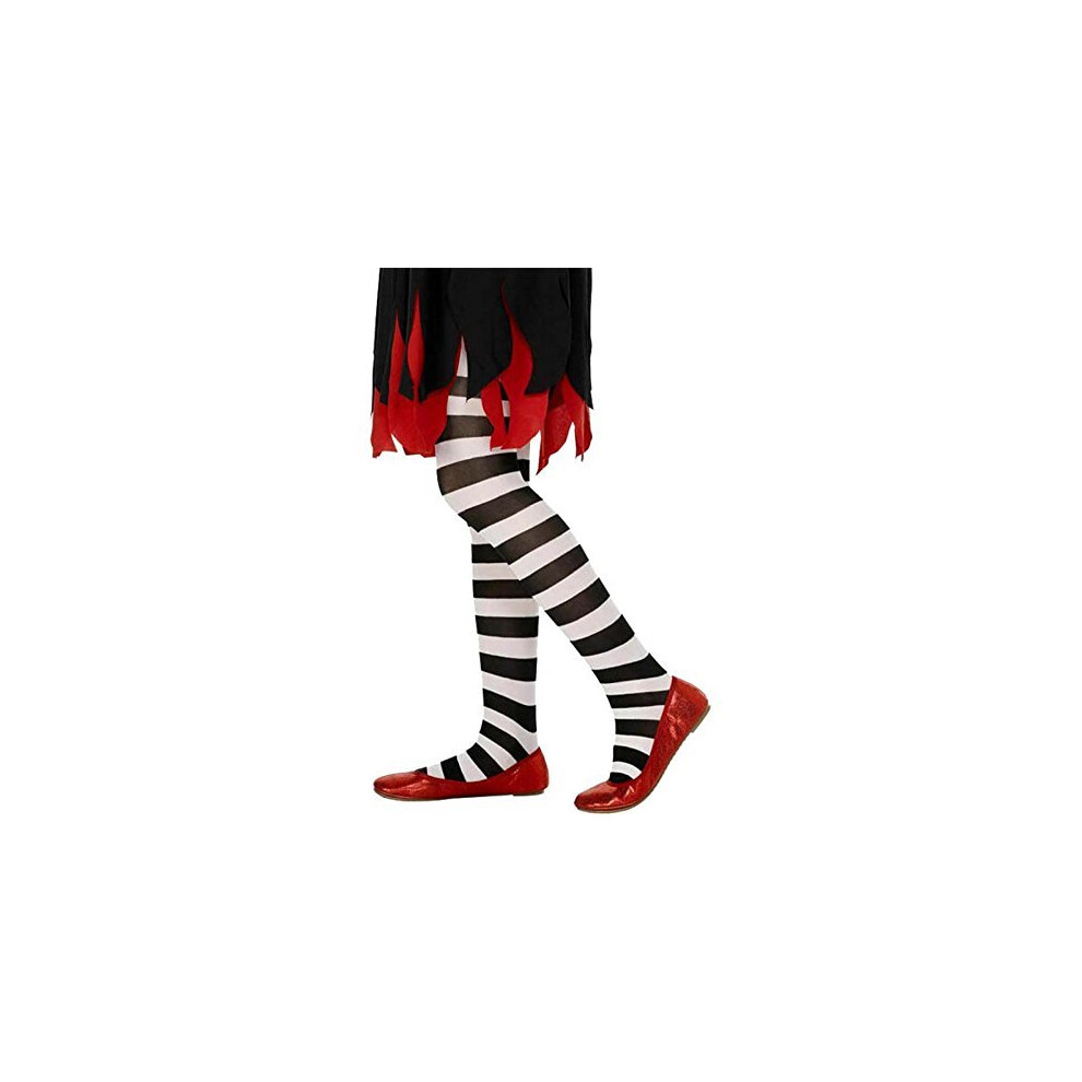 Kids Black & White Striped Tights