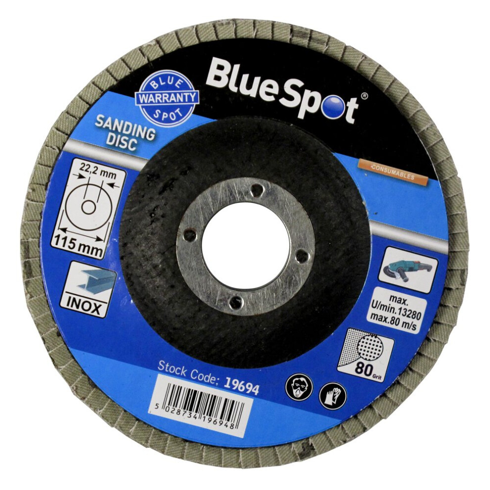 80 Grit Aluminium Oxide Flap Disc - Sanding 115mm 40 60 120 Bluespot Tools -  flap 80 disc sanding 115mm grit 40 60 120 bluespot tools angle grinder