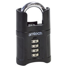 50mm 4 Digit Combination Padlock - Padlock Amtech Security T1147 Hardened Steel - 50mm combination padlock 4 digit amtech security t1147 hardened