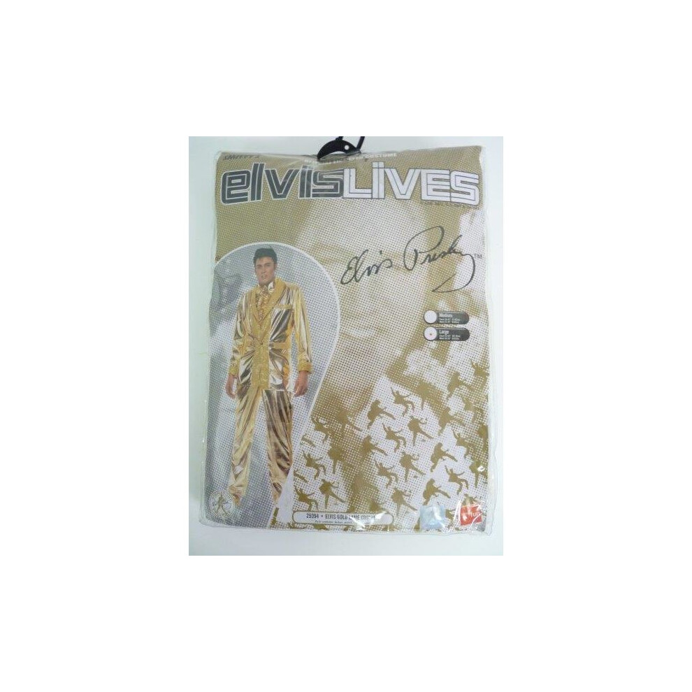 Smiffy's Large Men's Elvis Costume - Elvis Costume Mens Fancy Dress Outfit Presley Adults Lame 1950S Licensed Gold