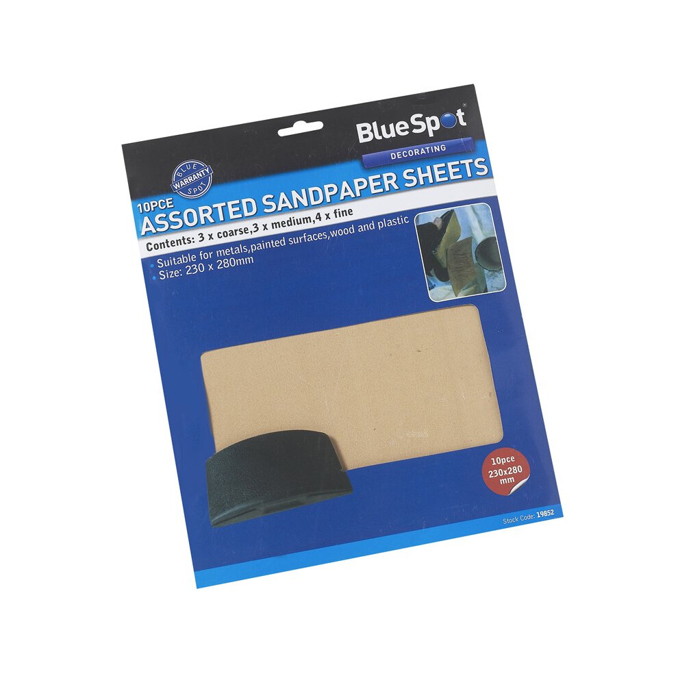 10 Piece Assorted Sandpaper Set - Pack Bs19852 Mixed Sheets -  assorted pack sandpaper bs19852 10 mixed sheets