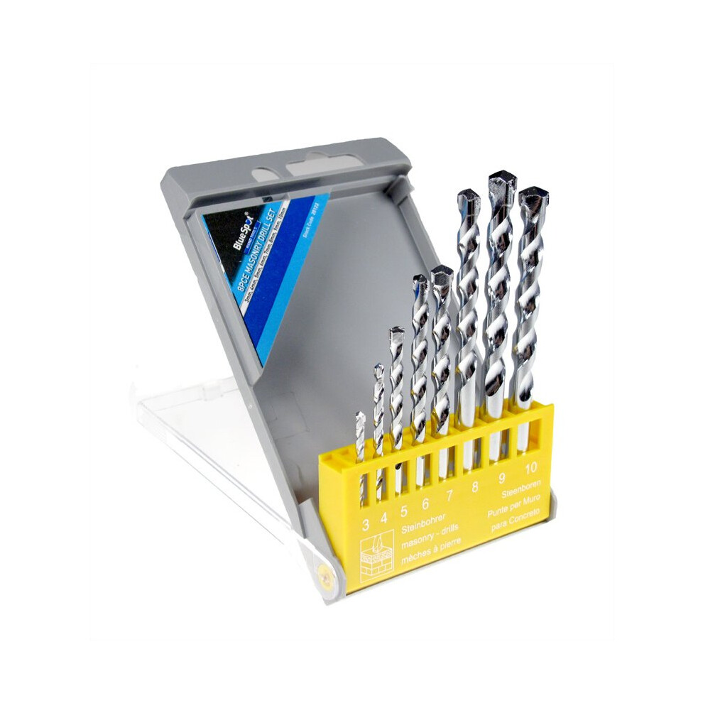 8 Piece Masonry Drill Bits Set - 30100mm Bluespot Tools 20123 Bs20123 -  masonry drill set 8 30100mm bluespot tools 20123 bs20123