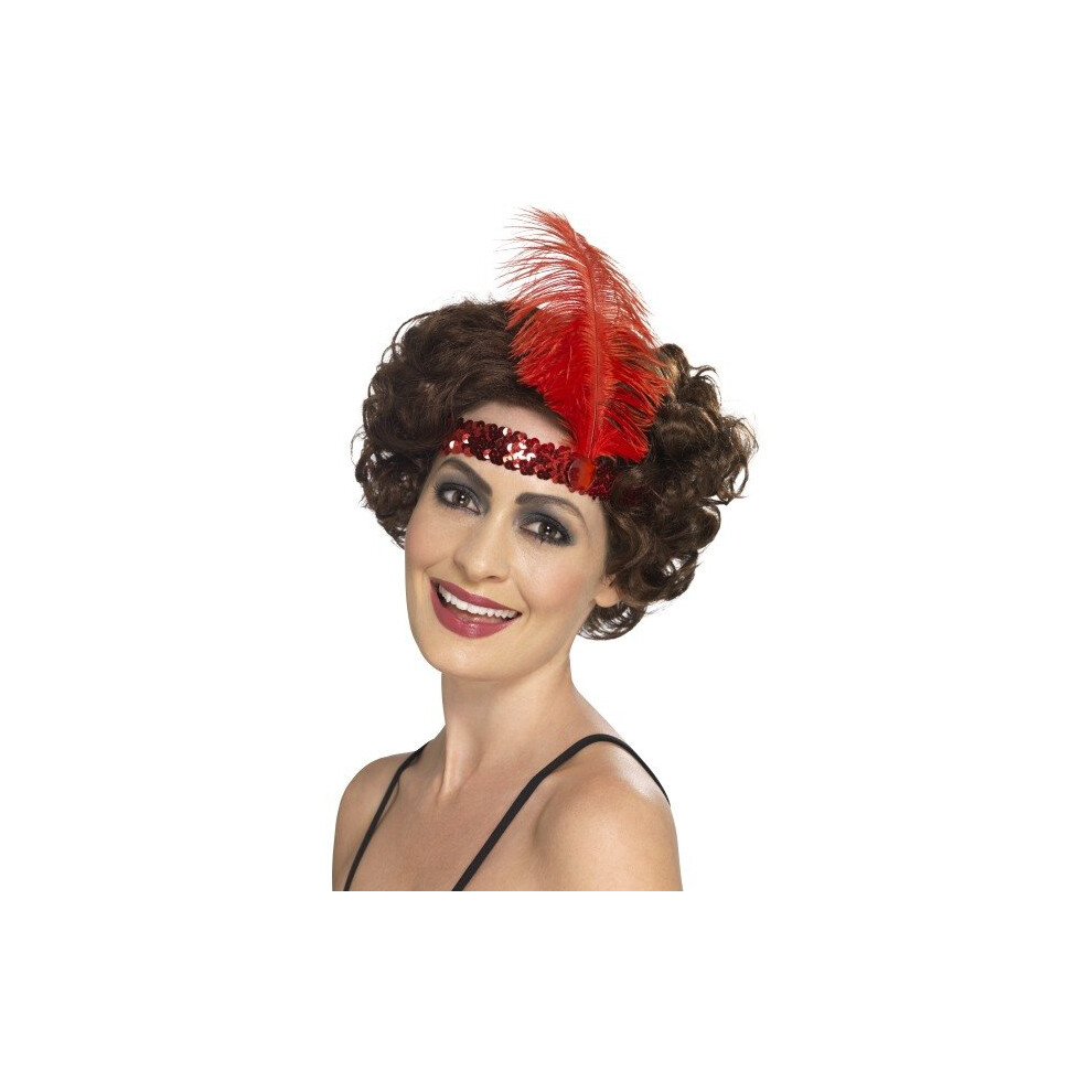 Smiffy's 44663 Flapper Headband (One Size) - Headband Flapper Fancy Dress 20S 1920S Ladies Accessory Costume Charleston Red
