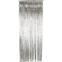 Shimmer Curtain, Metallic Silver, 91cm x 244cm - Curtain Silver Party - curtain silver shimmer metallic party decoration door tinsel x 244cm smiffys