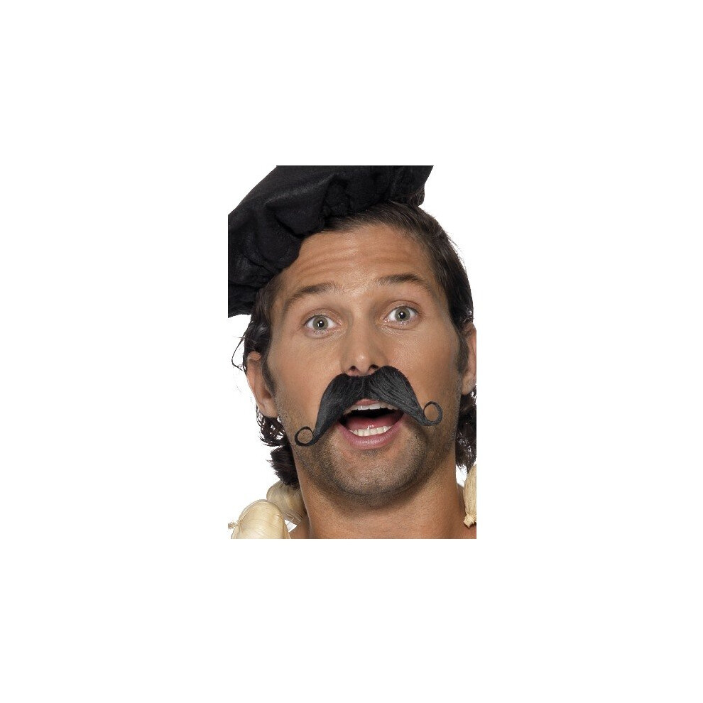 Smiffy's La Smiffy Frenchman Moustache - Noir - Moustache Frenchman Dress Fancy Mens Tash Accessory Beard Black