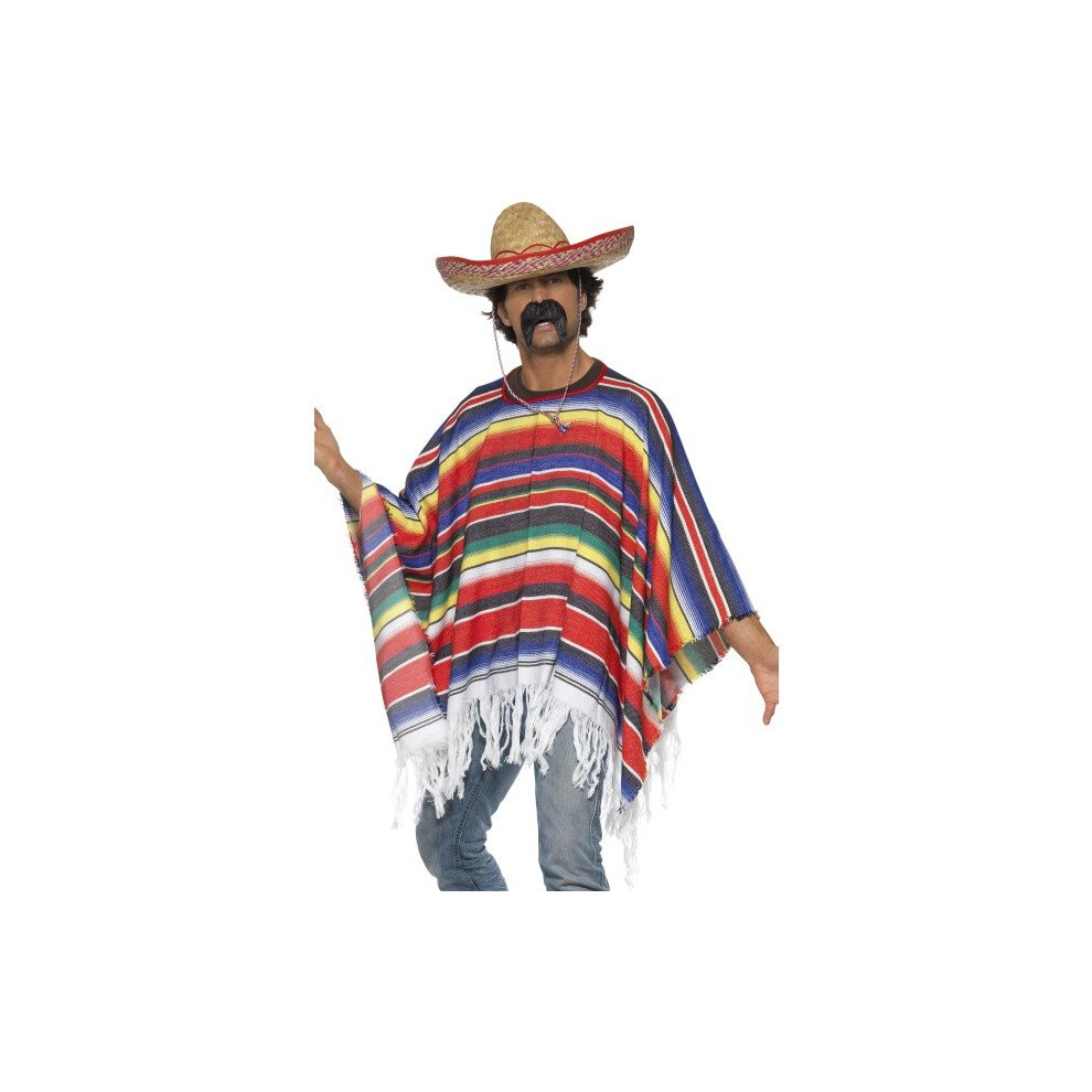 Smiffy's Men's Poncho, Western, Serious Fun, One Size, 21860 - Poncho Mens Dress Costume Mexican Fancy Size One Wild West