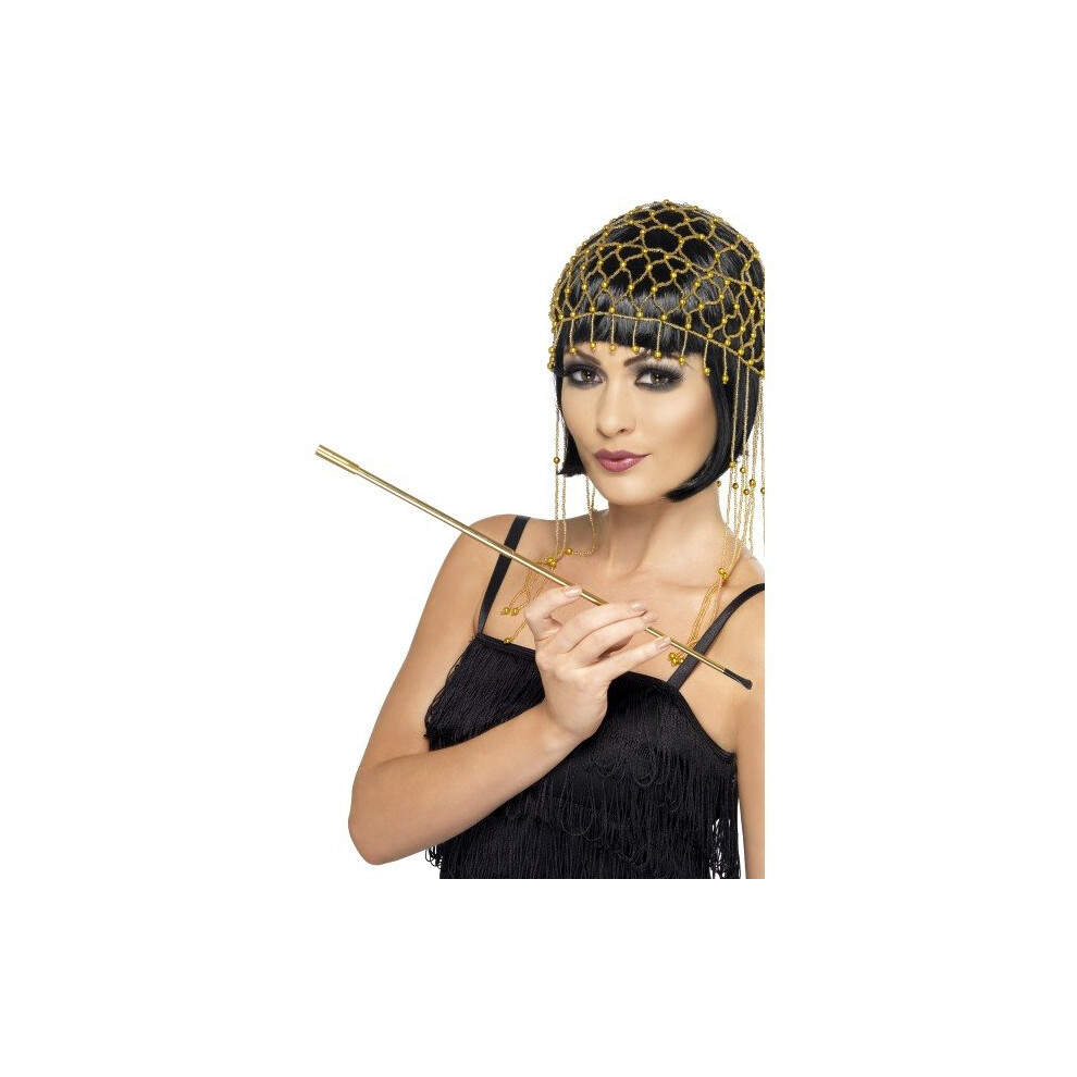 Smiffys Gold Extendable Cigarette Holder - Gold - Fancy Dress 1920s Flapper New -  cigarette holder gold extendable fancy dress 1920s flapper new