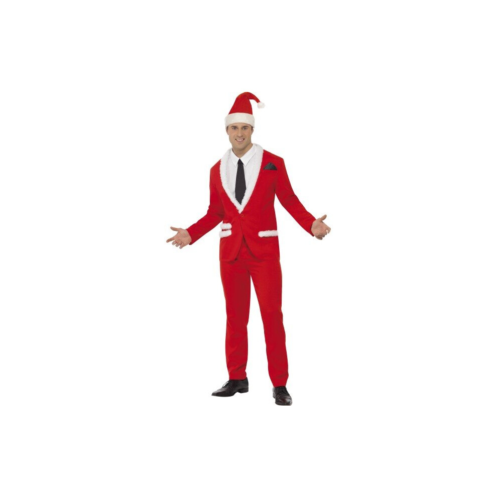 Smiffy's Medium Men's Santa Cool Costume - Santa Costume Mens Christmas Cool Fancy Dress Suit Outfit Adult Father Xmas Party Hat Red