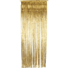 Shimmer Curtain, Metallic Gold, 91cm x 244cm - Curtain Gold Party Fancy Dress - curtain shimmer gold party fancy dress tinsel metallic backdrop