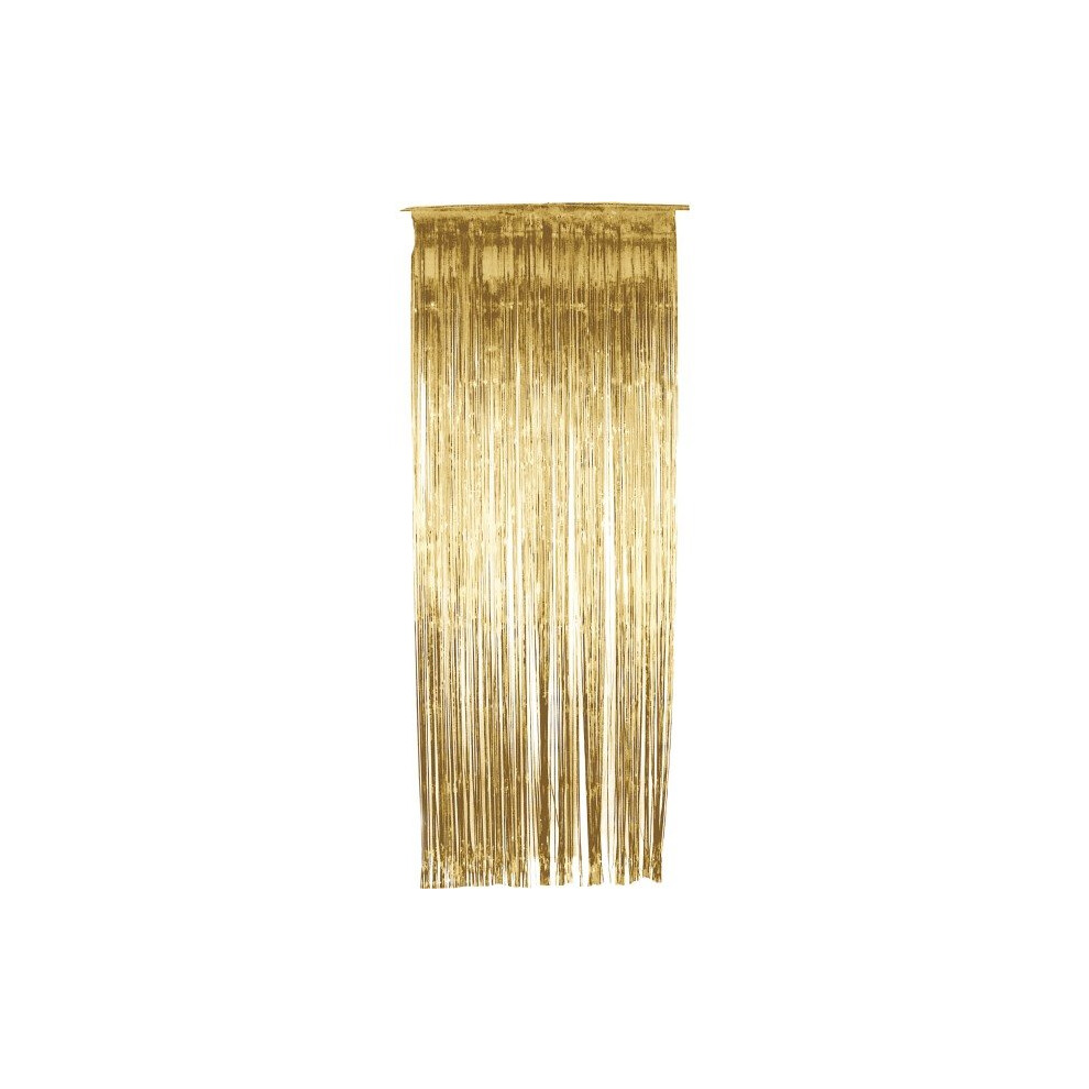 Shimmer Curtain, Metallic Gold, 91cm x 244cm - Curtain Gold Party Fancy Dress -  curtain shimmer gold party fancy dress tinsel metallic backdrop